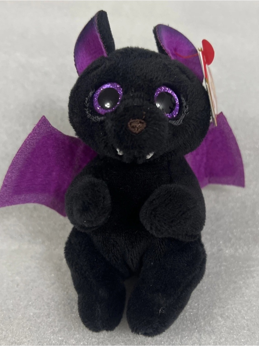 TY Beanie Baby Bellies Key Clip - ALFRED the Halloween Black Bat Belly 4”